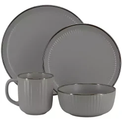 Kirklands Home Dinnerware|Dark Leo Stoneware 16-pc. Dinnerware Set Gray