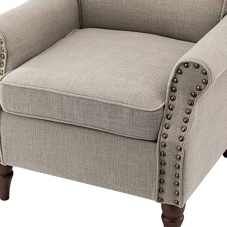 Kirklands Home Accent Chairs|Dark Miriam Nailhead Trim Armchair Gray