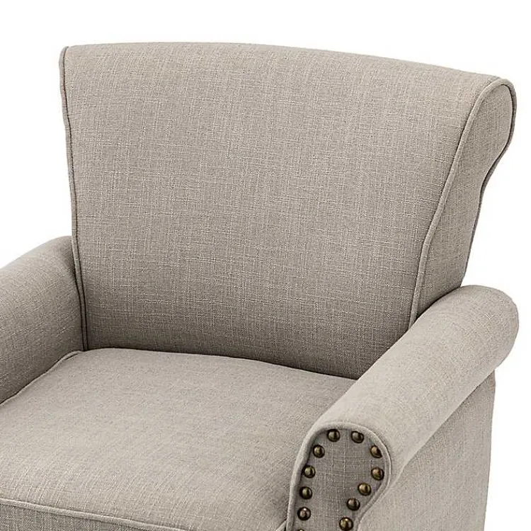 Kirklands Home Accent Chairs|Dark Miriam Nailhead Trim Armchair Gray