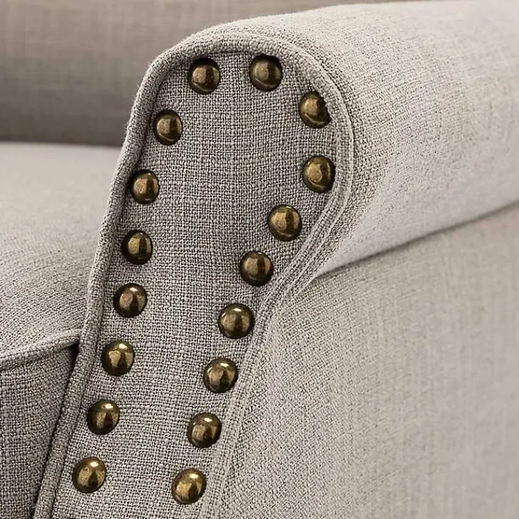 Kirklands Home Accent Chairs|Dark Miriam Nailhead Trim Armchair Gray