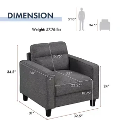 Kirklands Home Accent Chairs|Dark Performance Fabric Danna Accent Chair Gray