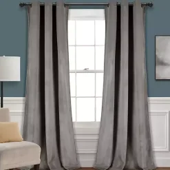 Kirklands Home Curtains & Drapes|Dark Prima Velvet Curtain Panel Set, 108 in. Gray