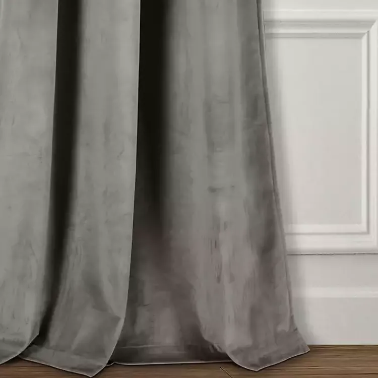 Kirklands Home Curtains & Drapes|Dark Prima Velvet Curtain Panel Set, 108 in. Gray