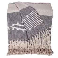 New Dark Slub Striped Tassel Throw Blankets & Throws