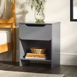 Kirklands Home Nightstands|Dark Stanley Single Drawer Nightstand Gray
