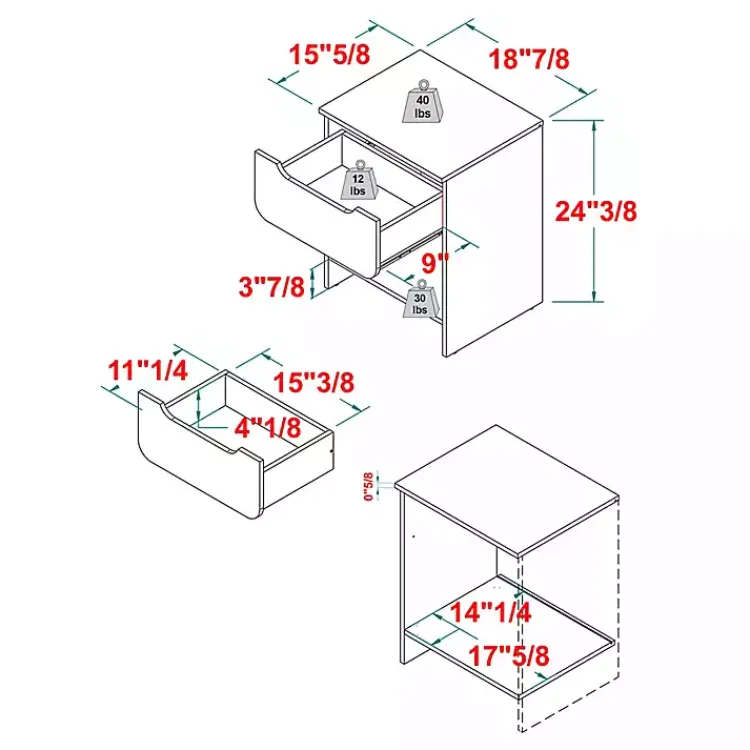 Kirklands Home Nightstands|Dark Stanley Single Drawer Nightstand Gray