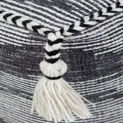 Online Dark Gray Tasseled Static Geo Cotton Square Pouf Poufs & Floor Cushions