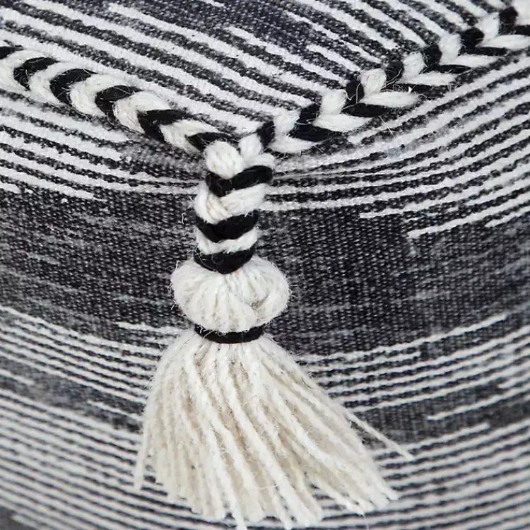 Online Dark Gray Tasseled Static Geo Cotton Square Pouf Poufs & Floor Cushions