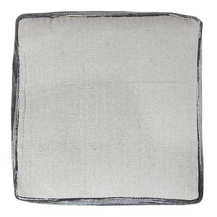 Online Dark Gray Tasseled Static Geo Cotton Square Pouf Poufs & Floor Cushions