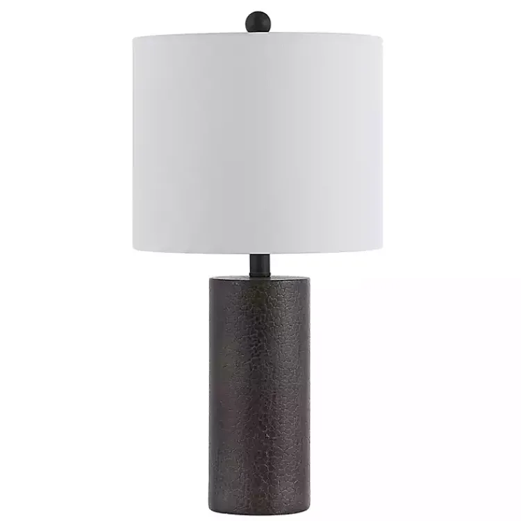 Kirklands Home Table Lamps|Dark Gray Textured Nori Table Lamp White