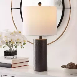 Kirklands Home Table Lamps|Dark Gray Textured Nori Table Lamp White