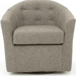 Kirklands Home Accent Chairs|Dark Tufted Swivel Barrel Accent Chair Gray
