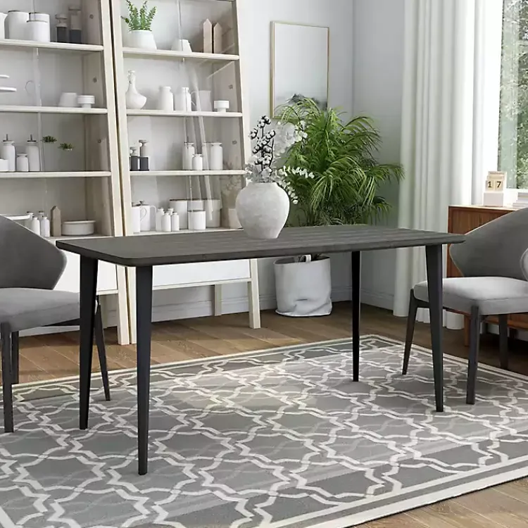 Kirklands Home Dining Tables|Dark Wood and Metal Dining Table Gray