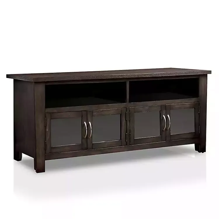Kirklands Home Tv Stands & Media Consoles|Dark Wood 4-Door Media Cabinet Gray