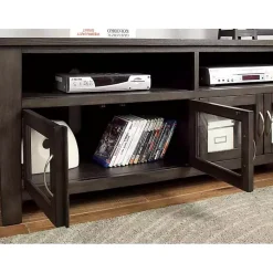 Kirklands Home Tv Stands & Media Consoles|Dark Wood 4-Door Media Cabinet Gray