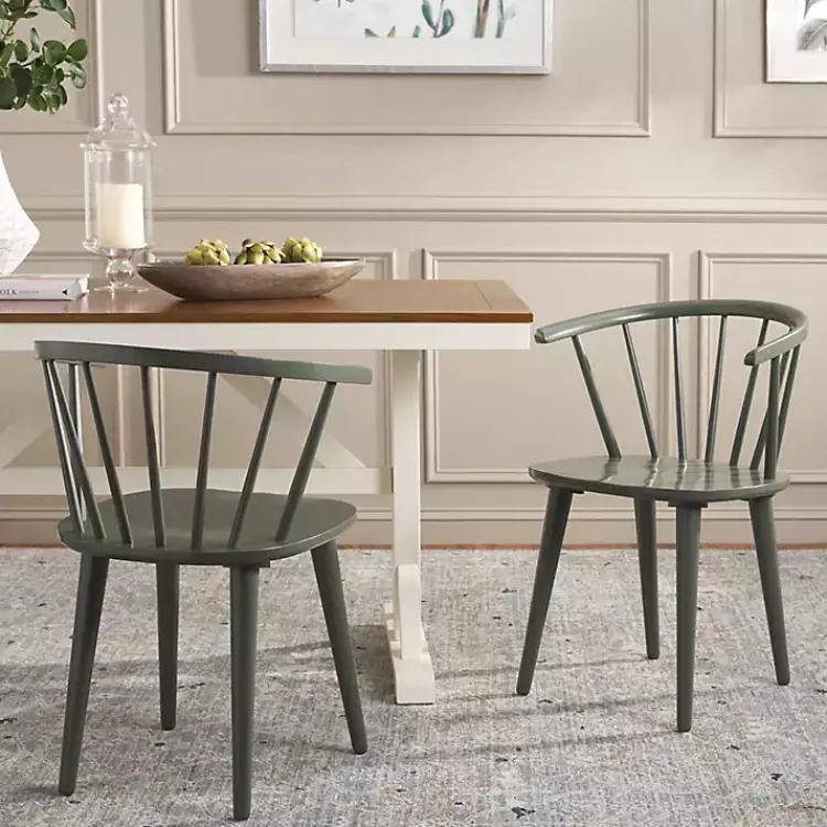 Kirklands Home Dining Chairs|Dark Blanchard Dining Chairs, Set of 2 Green