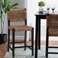 Kirklands Home Bar Stools & Counter Height Stools|Dark Mahogany Lattice Counter Stool Brown