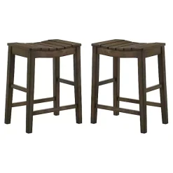 Kirklands Home Bar Stools & Counter Height Stools|Dark Oak Wood Whitcombe Counter Stools, Set of 2 Brown