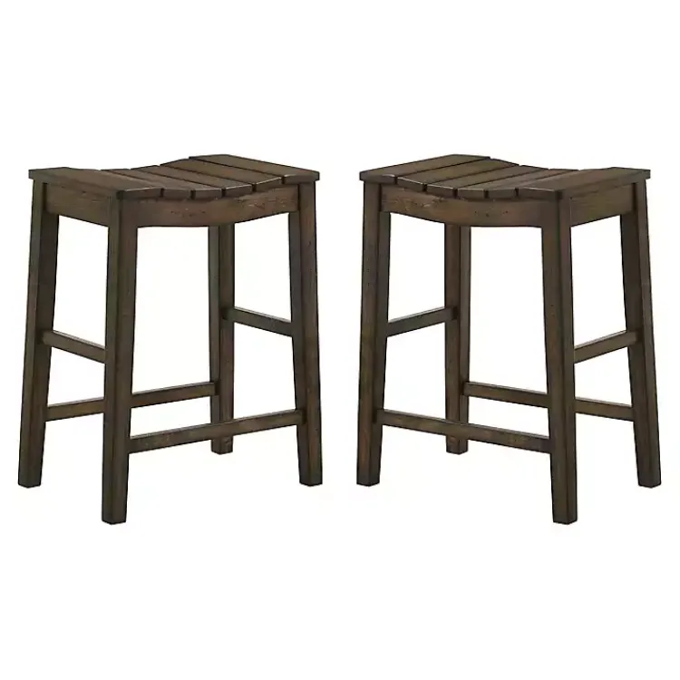 Kirklands Home Bar Stools & Counter Height Stools|Dark Oak Wood Whitcombe Counter Stools, Set of 2 Brown