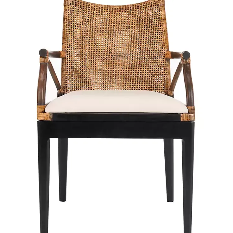 Kirklands Home Accent Chairs|Dark Rattan and Mahogany Gianni Accent Chair Brown