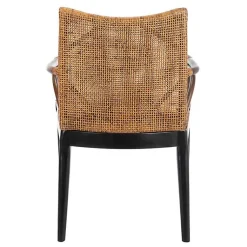 Kirklands Home Accent Chairs|Dark Rattan and Mahogany Gianni Accent Chair Brown