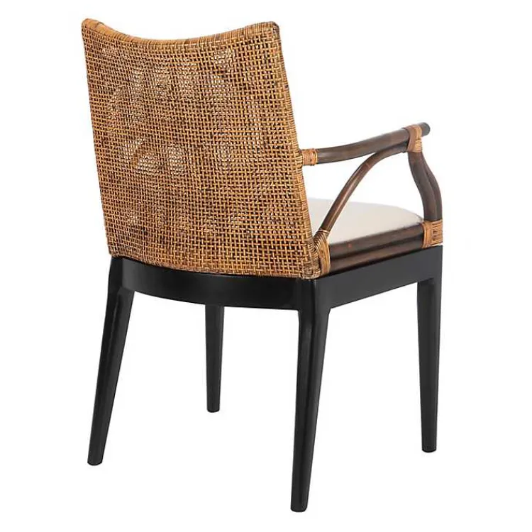 Kirklands Home Accent Chairs|Dark Rattan and Mahogany Gianni Accent Chair Brown