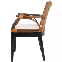 Kirklands Home Accent Chairs|Dark Rattan and Mahogany Gianni Accent Chair Brown