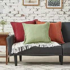 Sale Dark Woven Fringe Edge Pillow Pillows