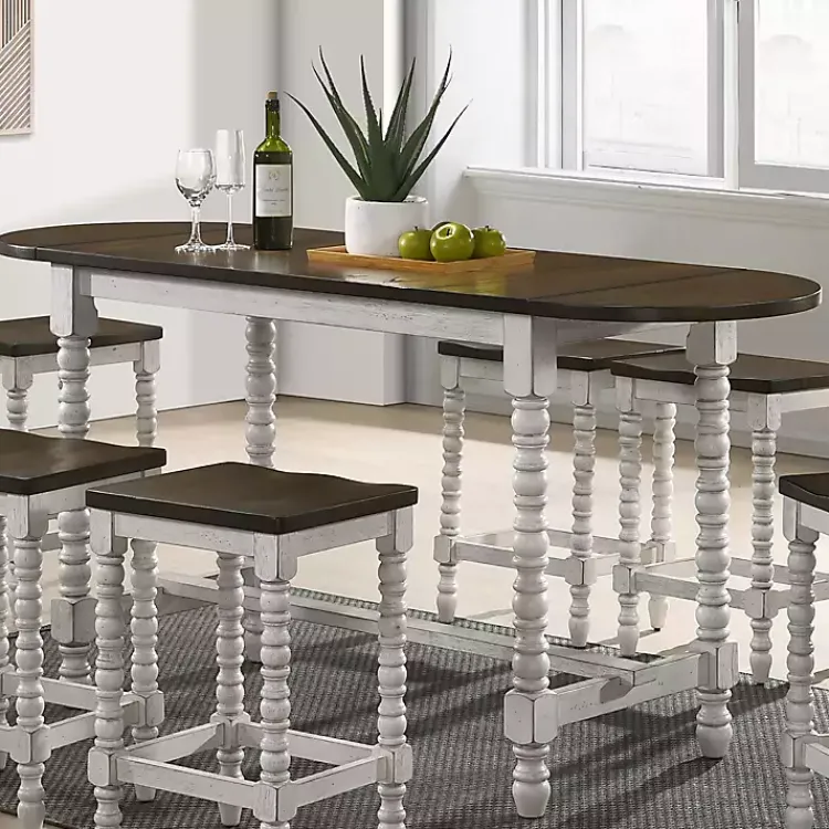 Kirklands Home Dining Tables|Dark Walnut & White Wood Ema Counter Height Table Brown