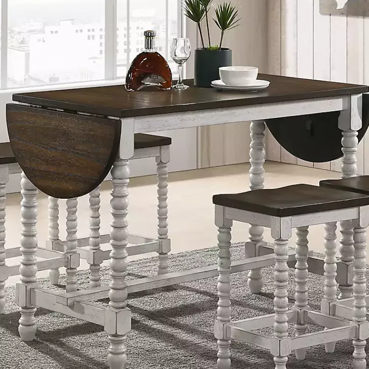 Kirklands Home Dining Tables|Dark Walnut & White Wood Ema Counter Height Table Brown