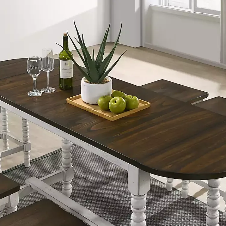 Kirklands Home Dining Tables|Dark Walnut & White Wood Ema Counter Height Table Brown