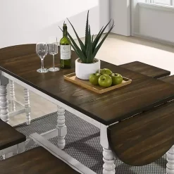 Kirklands Home Dining Tables|Dark Walnut & White Wood Ema Counter Height Table Brown