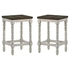 Kirklands Home Bar Stools & Counter Height Stools|Dark Walnut & White Wood Ema 2-pc. Counter Stools Brown