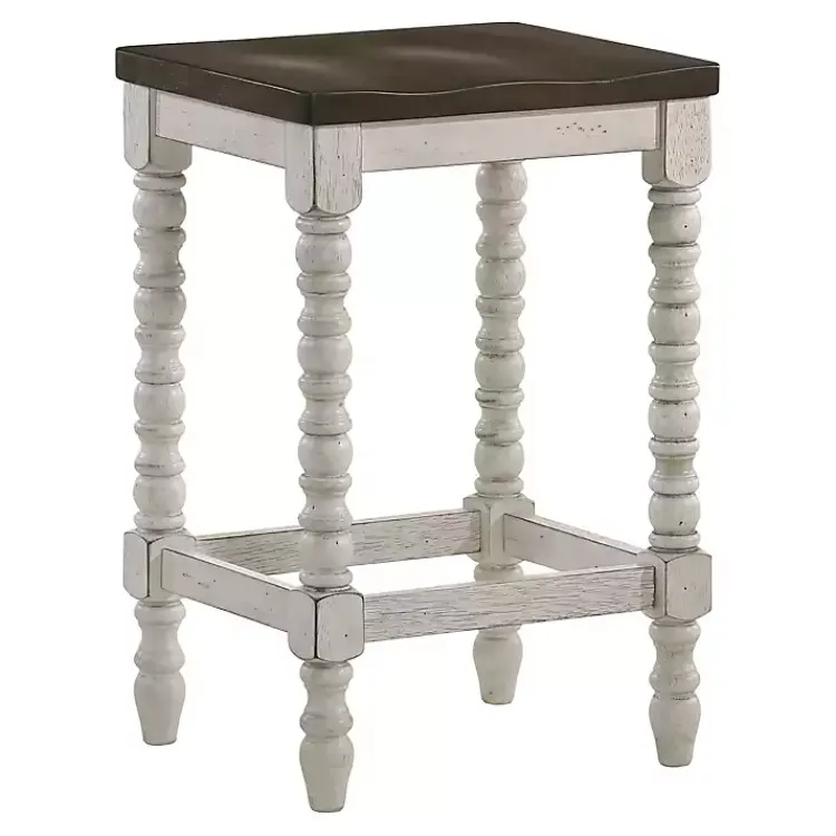 Kirklands Home Bar Stools & Counter Height Stools|Dark Walnut & White Wood Ema 2-pc. Counter Stools Brown