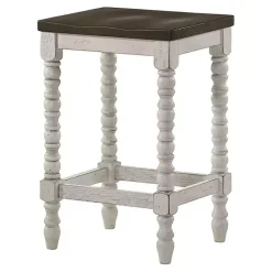 Kirklands Home Bar Stools & Counter Height Stools|Dark Walnut & White Wood Ema 2-pc. Counter Stools Brown