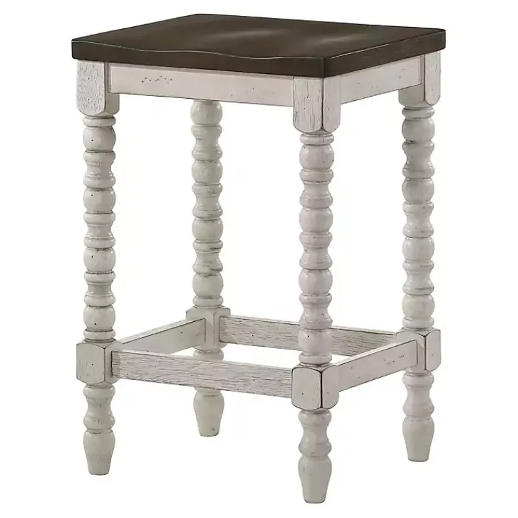 Kirklands Home Bar Stools & Counter Height Stools|Dark Walnut & White Wood Ema 2-pc. Counter Stools Brown