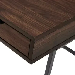 Kirklands Home Office Furniture|Dark Walnut Angled 3-Drawer Desk