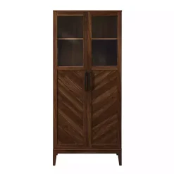 Kirklands Home Cabinets & Sideboards|Dark Walnut Chevron Wooden Storage Cabinet Brown