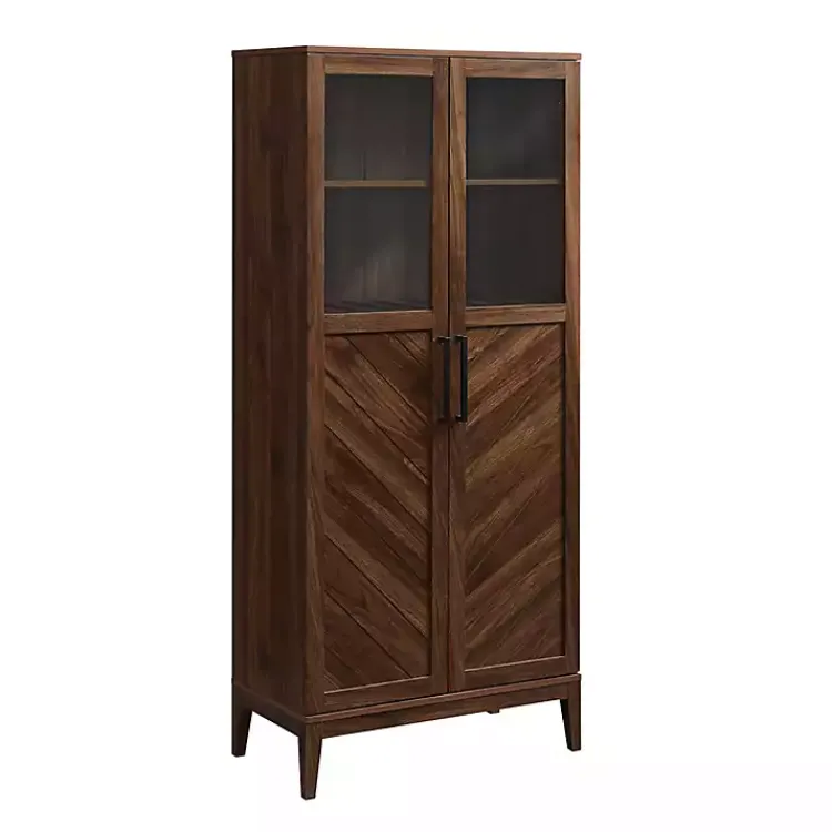 Kirklands Home Cabinets & Sideboards|Dark Walnut Chevron Wooden Storage Cabinet Brown