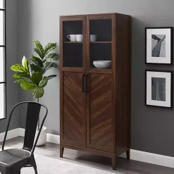 Kirklands Home Cabinets & Sideboards|Dark Walnut Chevron Wooden Storage Cabinet Brown