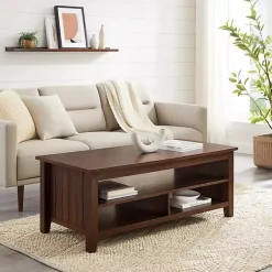 Kirklands Home Coffee Tables|Dark Walnut Grooved Side Panel Coffee Table Brown