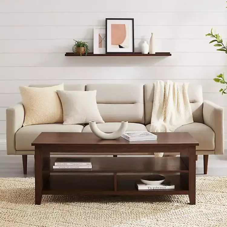 Kirklands Home Coffee Tables|Dark Walnut Grooved Side Panel Coffee Table Brown