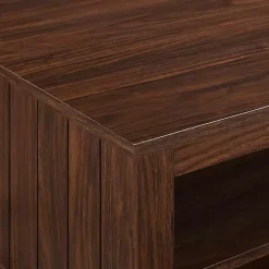 Kirklands Home Coffee Tables|Dark Walnut Grooved Side Panel Coffee Table Brown