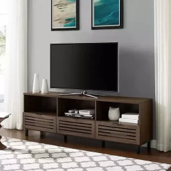 Kirklands Home Tv Stands & Media Consoles|Dark Walnut Rustic Slat Door TV Stand, 70 in. Brown