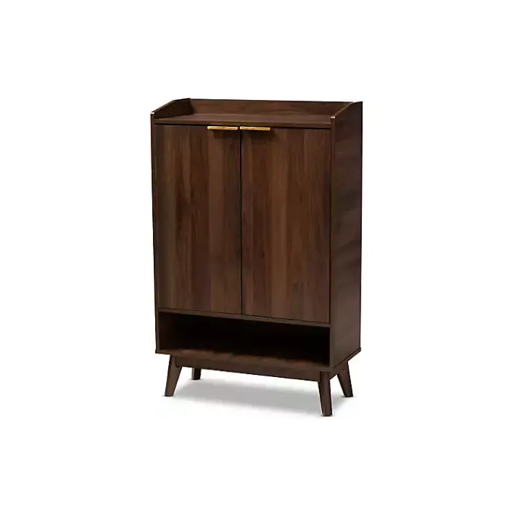 Kirklands Home Entryway Furniture|Dark Walnut 5-Shelf Wooden Shoe Cabinet Brown
