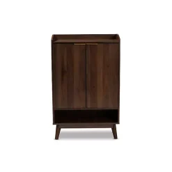 Kirklands Home Entryway Furniture|Dark Walnut 5-Shelf Wooden Shoe Cabinet Brown