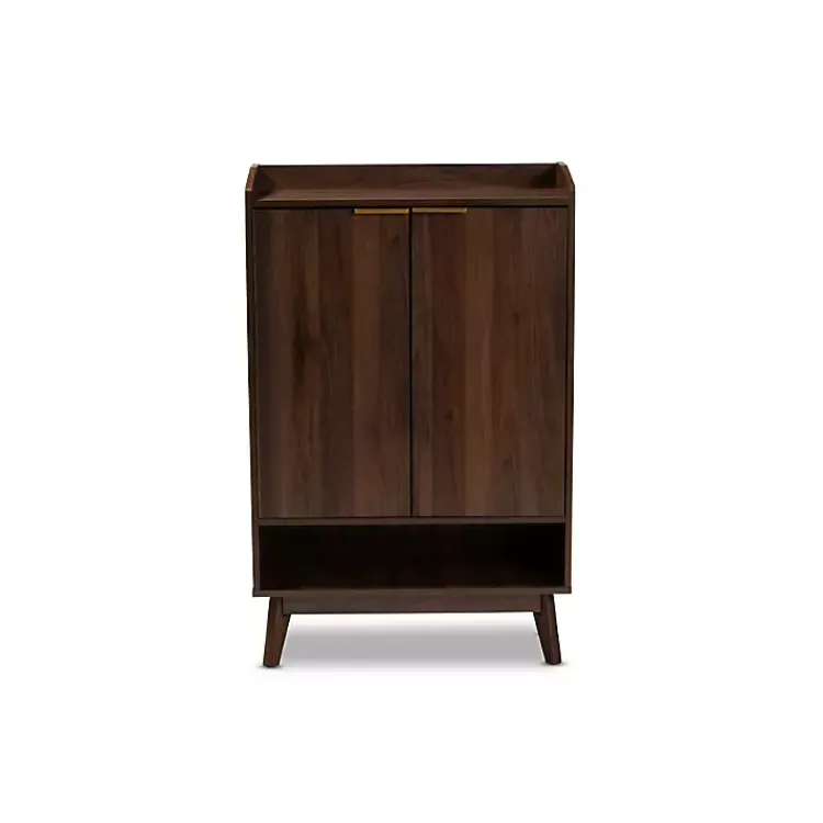 Kirklands Home Entryway Furniture|Dark Walnut 5-Shelf Wooden Shoe Cabinet Brown