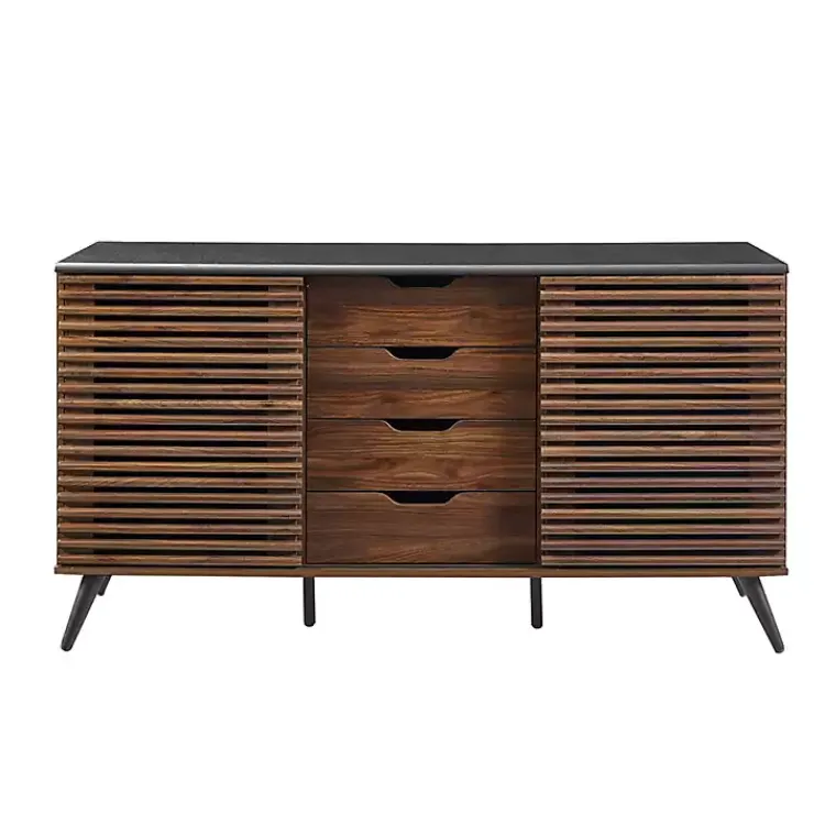 Kirklands Home Cabinets & Sideboards|Dark Walnut Slatted 4-Drawer Cabinet Brown