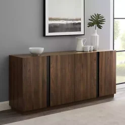 Kirklands Home Cabinets & Sideboards|Dark Walnut Wood and Black Metal Sideboard