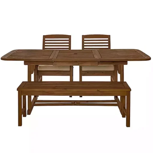 Kirklands Home Outdoor Dining|Dark Wood Slat Back 4-pc. Outdoor Dining Set Brown